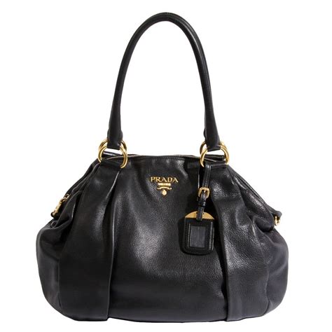 prada black leather purse|prada original purses.